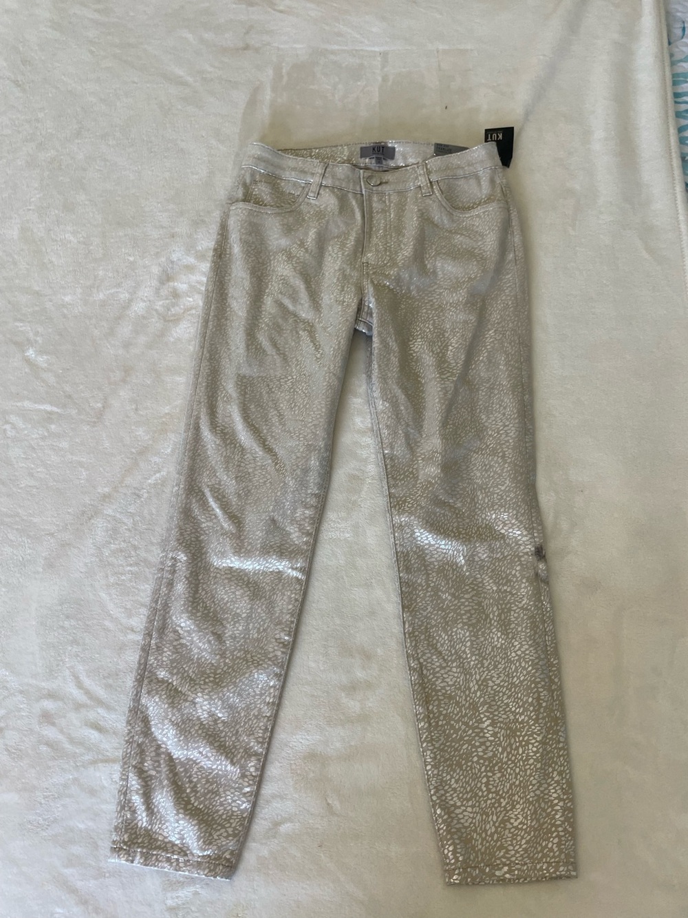 Kut from the Kloth Silver Metallic Skinny Jeans